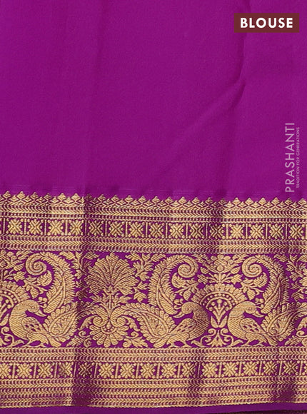 Kanchipuram silk saree blue and purple with allover zari woven brocade weaves and long zari woven border