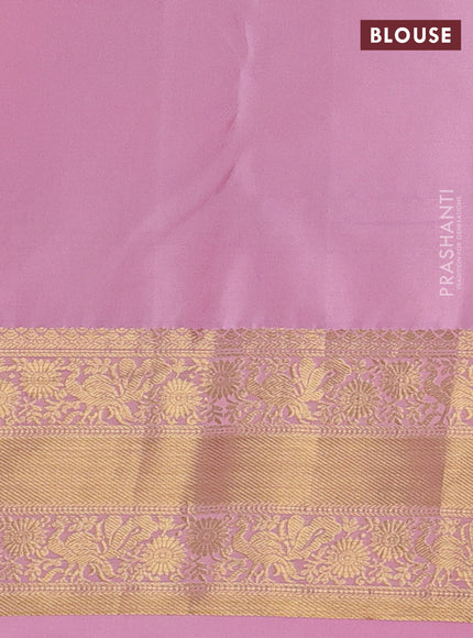 Kanchipuram silk saree coffee brown and light pink with allover zari woven brocade weaves and rich zari woven border
