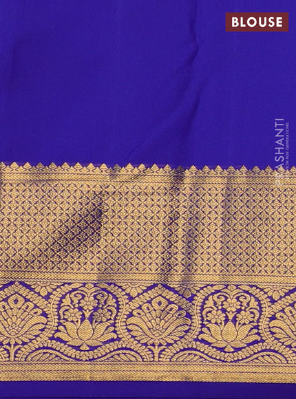 Kanchipuram silk saree teal green and violet with allover zari woven brocade weaves and zari woven border