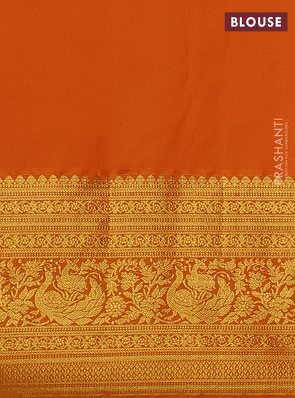 Kanchipuram silk saree lavender and orange with allover zari woven brocade weaves and zari woven border