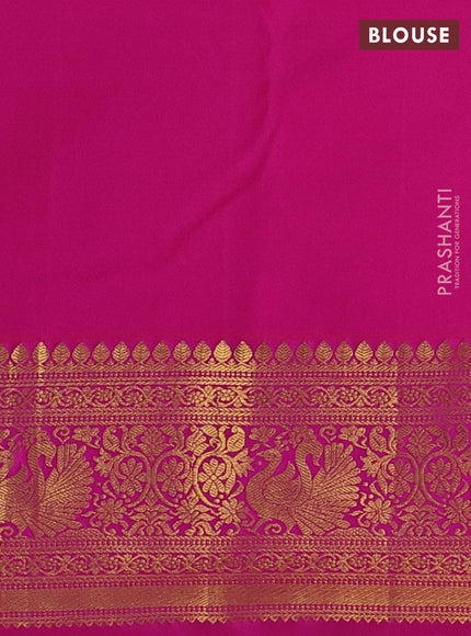 Kanchipuram silk saree tela blue and pink with allover zari woven brocade weaves and zari woven border
