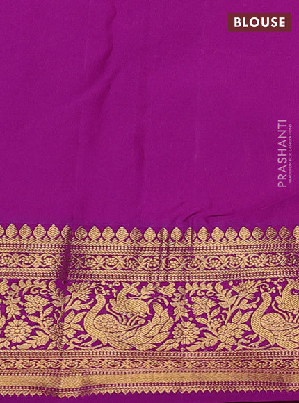 Kanchipuram silk saree mustard yellow and magenta pink with allover zari woven brocade weaves and zari woven border