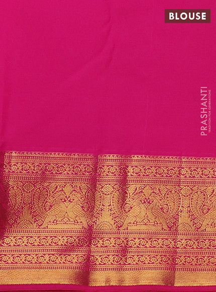 Kanchipuram silk saree green and pink with allover zari woven brocade weaves and zari woven border