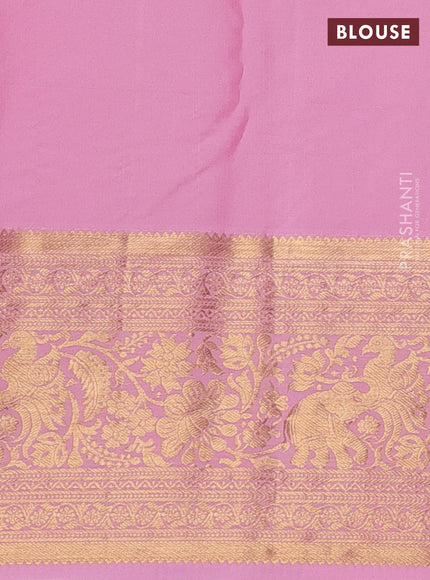Kanchipuram silk saree violet and light pink with allover zari woven brocade weaves and zari woven border