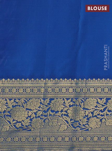 Kanchipuram silk saree lavender and blue with allover zari woven brocade weaves and zari woven border