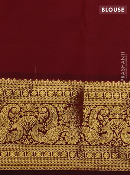 Kanchipuram silk saree lavender and maroon with allover zari woven brocade weaves and zari woven border