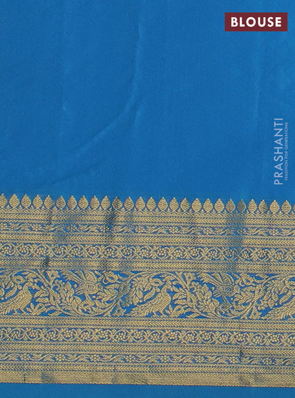 Kanchipuram silk saree maroon shade and cs blue with allover zari woven brocade weaves and zari woven border