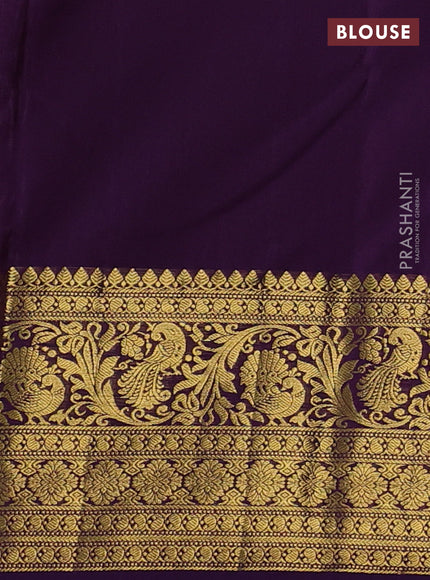 Kanchipuram silk saree lavender and purple with allover zari woven brocade weaves and zari woven border