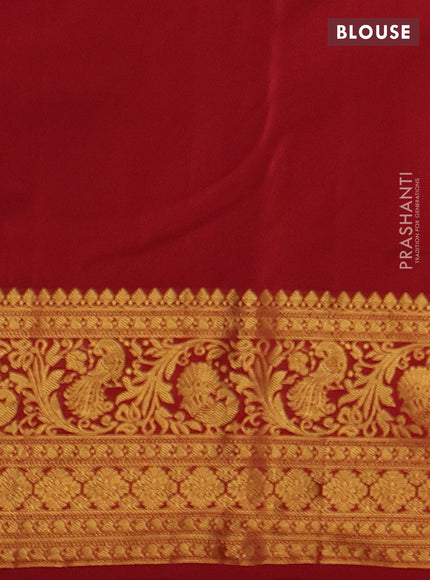 Kanchipuram silk saree lavender and maroon with allover zari woven brocade weaves and zari woven border