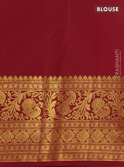 Kanchipuram silk saree lavender and maroon with allover zari woven brocade weaves and long zari woven border