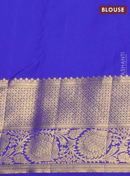 Kanchipuram silk saree rust shade and violet with allover zari woven brocade weaves and zari woven border