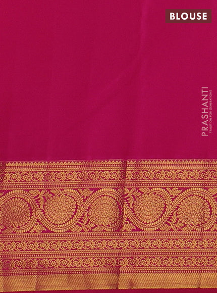 Kanchipuram silk saree yellow and pink with allover zari woven brocade weaves and zari woven border