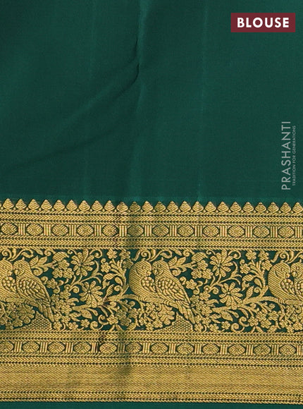 Kanchipuram silk saree red and green with allover zari woven brocade weaves and zari woven border