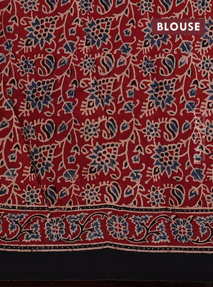 Dola silk saree maroon with allover ajrakh prints and zari woven border