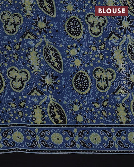 Dola silk saree indigo blue with allover ajrakh butta prints and zari woven border