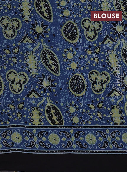 Dola silk saree indigo blue with allover ajrakh butta prints and zari woven border