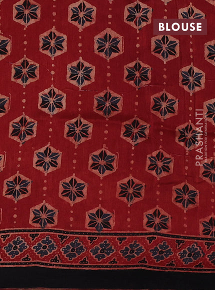 Dola silk saree maroon with allover ajrakh prints and zari woven border