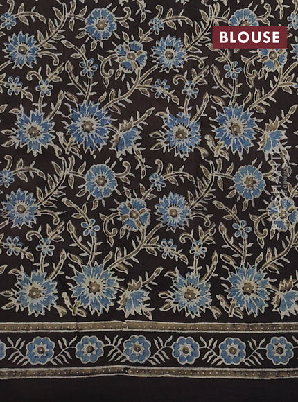 Dola silk saree black and blue shade with allover butta prints and zari woven border