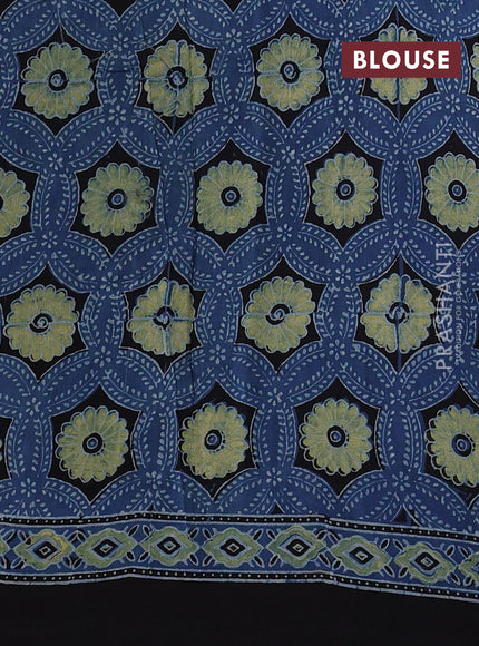 Dola silk saree indigo blue with allover butta prints and zari woven border