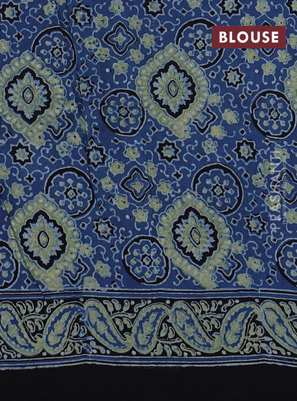 Dola silk saree indigo blue with allover floral butta prints and zari woven border