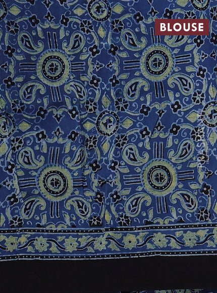 Dola silk saree indigo blue with allover floral butta prints and zari woven border