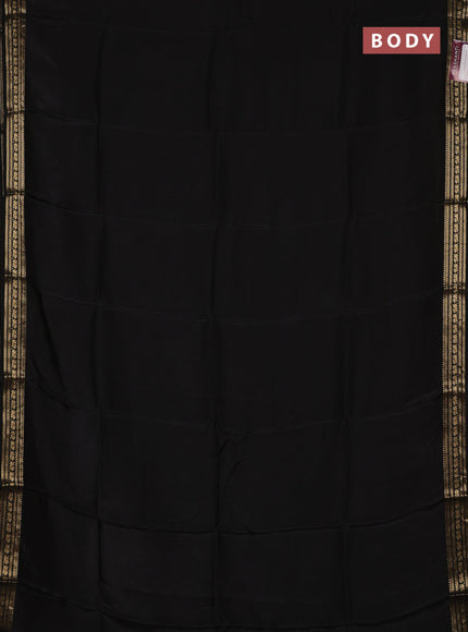 Semi mysore silk saree black with plain body and zari woven border