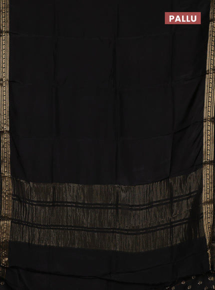 Semi mysore silk saree black with plain body and zari woven border