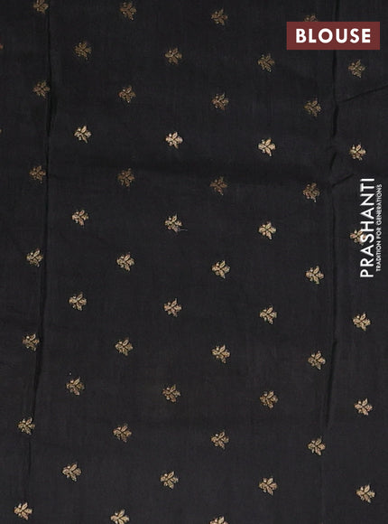 Semi mysore silk saree black with plain body and zari woven border