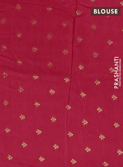 Semi mysore silk saree red with plain body and zari woven border