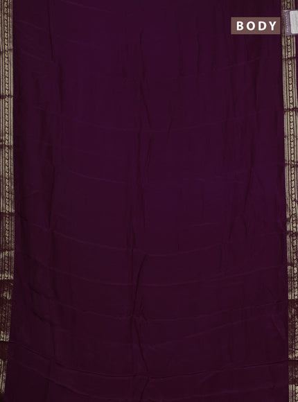 Semi mysore silk saree wine shade with plain body and zari woven border