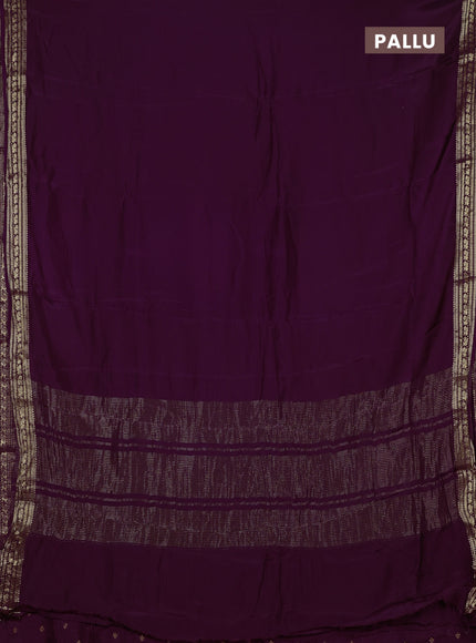 Semi mysore silk saree wine shade with plain body and zari woven border