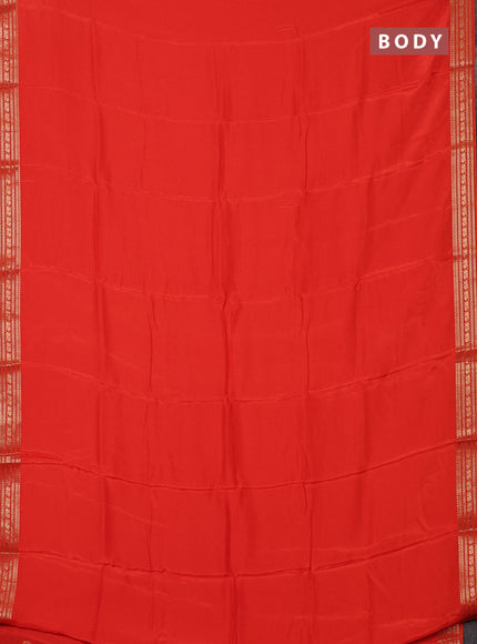 Semi mysore silk saree orange with plain body and zari woven border