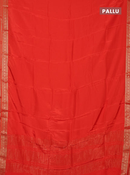 Semi mysore silk saree orange with plain body and zari woven border