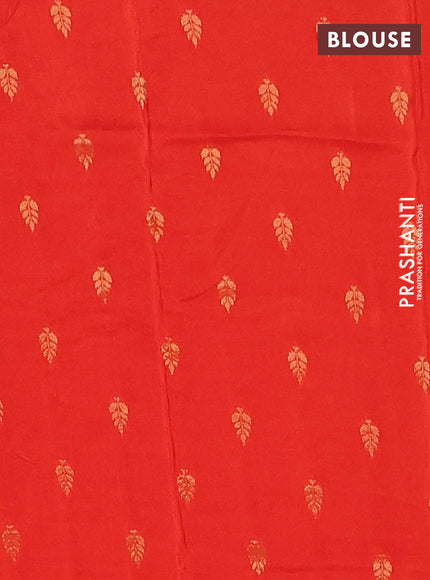 Semi mysore silk saree orange with plain body and zari woven border