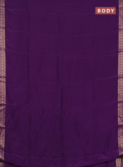 Semi mysore silk saree violet with plain body and zari woven border