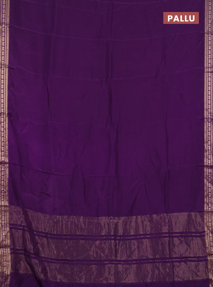 Semi mysore silk saree violet with plain body and zari woven border