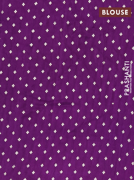 Semi mysore silk saree violet with plain body and zari woven border