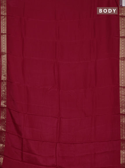 Semi mysore silk saree red with plain body and zari woven border