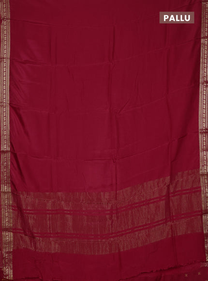 Semi mysore silk saree red with plain body and zari woven border