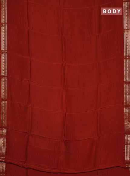 Semi mysore silk saree rust shade with plain body and zari woven border