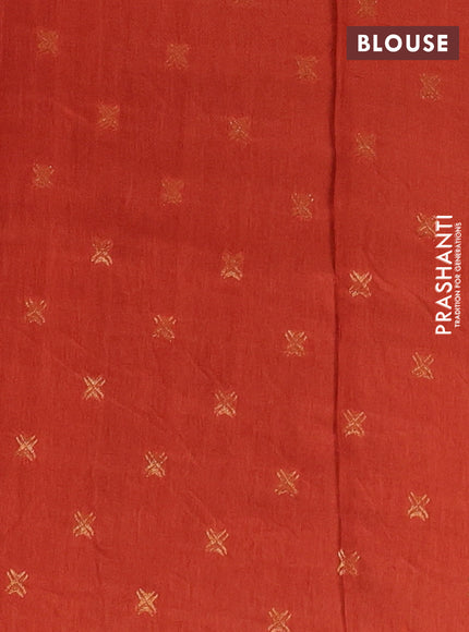 Semi mysore silk saree rust shade with plain body and zari woven border