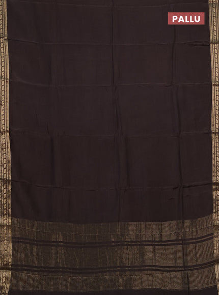 Semi mysore silk saree coffee brown with plain body and zari woven border