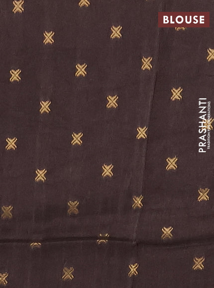 Semi mysore silk saree coffee brown with plain body and zari woven border