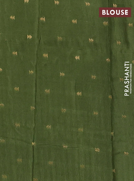 Semi mysore silk saree mehendi green with plain body and zari woven border