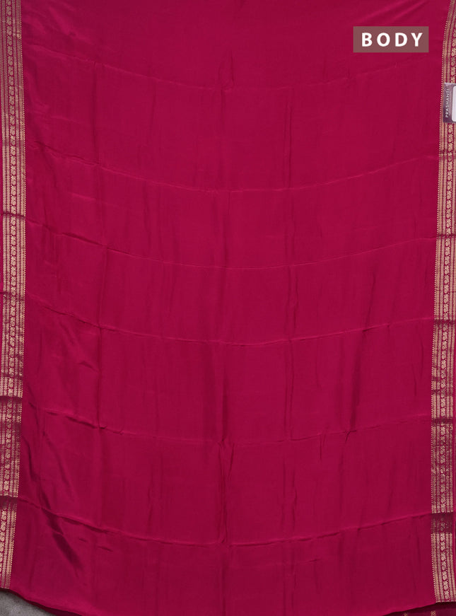 Semi mysore silk saree pink with plain body and zari woven border