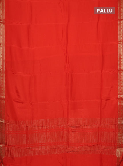 Semi mysore silk saree orange with plain body and zari woven border