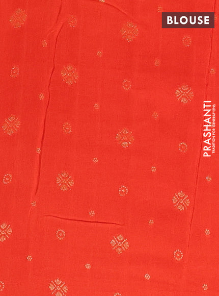 Semi mysore silk saree orange with plain body and zari woven border