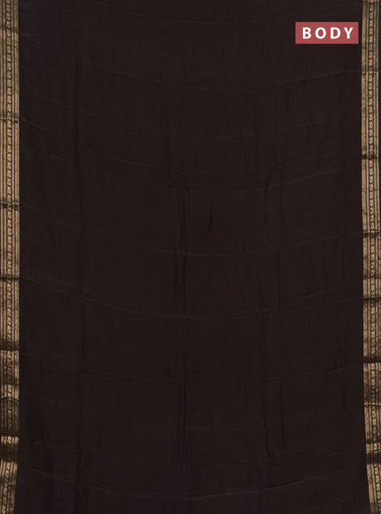 Semi mysore silk saree coffee brown with plain body and zari woven border