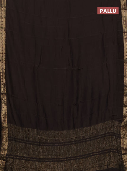 Semi mysore silk saree coffee brown with plain body and zari woven border