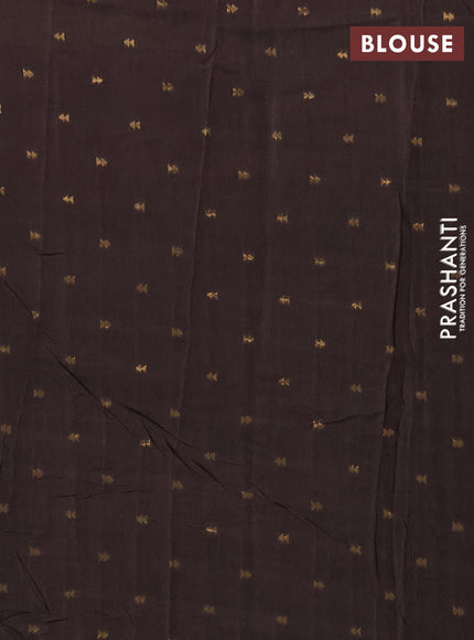 Semi mysore silk saree coffee brown with plain body and zari woven border